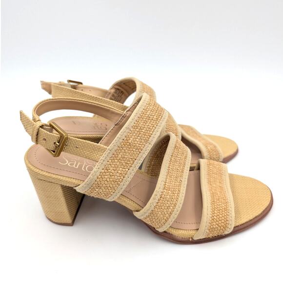 Franco Sarto Buco Heeled Sandals Women's Ankle Strap Natural Size US8 EU38.5 - Picture 3 of 12